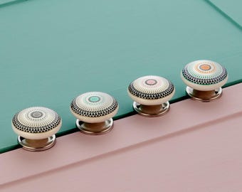 Handmade Ceramic Cabinet Knob, Positive Energy Ceramic Door Knobs Vintage Shabby Chic Cupboard Drawer Pull Handles