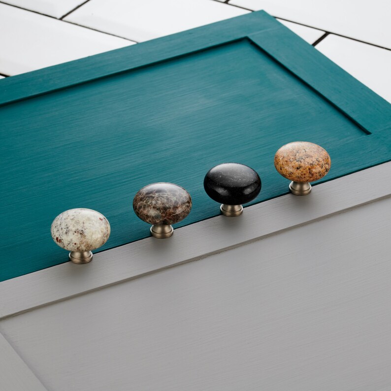 Granite Cupboard Knobs Natural Stone Kitchen Pulls Etsy