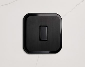 Black Rocker Light Switch | 2-Way, Brushed/Gloss Trim