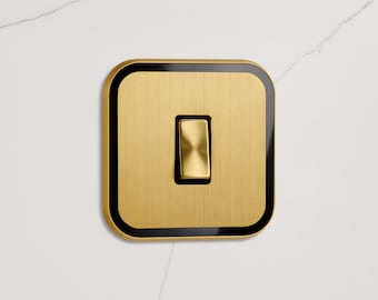 Gold Rocker Light Switch | Black Gloss Insert, CE Certified
