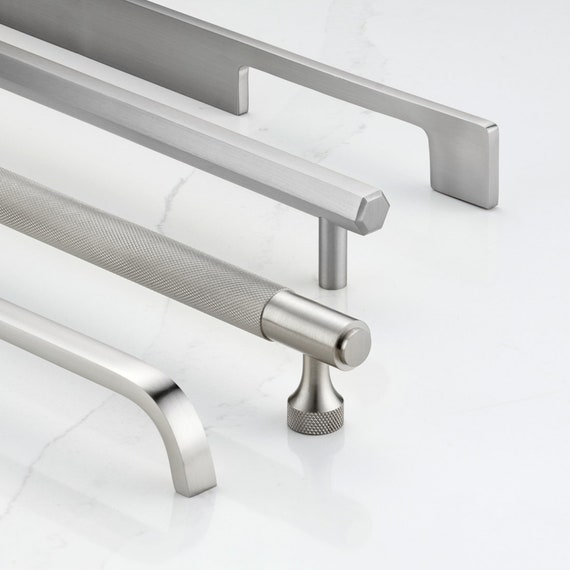 Silver Cabinet Bar Pull Handles Solid Brass Furniture Hardware