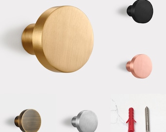 Contemporary Solid Brass Copper, Gold, Silver, Antique and Black Brass Decorative Hanging Coat Hooks