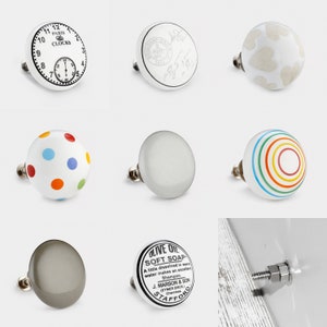 Ceramic Cupboard Door Knobs, cabinet drawer knobs, porcelain cupboard knobs, spotted door knobs, vintage shabby chic knobs and pulls