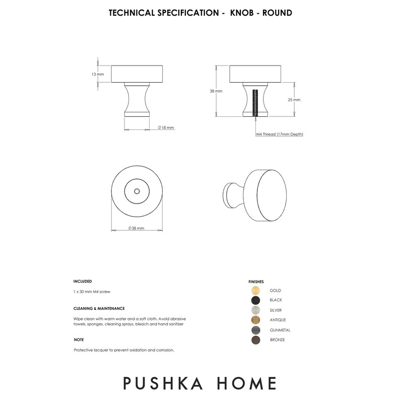 Solid Brass Round Cabinet Knob | Modern Furniture Hardware image 3