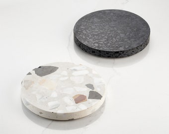 White Fleck And Black Speckled Terrazzo Coaster Suitable For Coffee, Dining and Bedside Tables