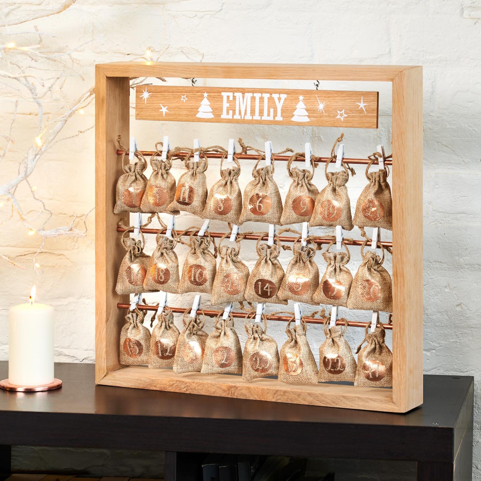 Personalised Wooden Christmas Advent Calendar Countdown