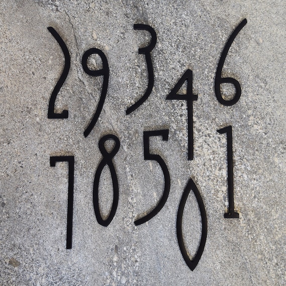 Pushka Home Art Deco Matte Brass House Door Numbers