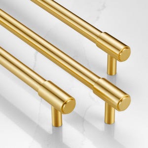 Brass Cabinet Handles in Gold, Cupboard Handles, Wardrobe Handles, Drawer Pulls, Modern Kitchen Cabinet Pulls