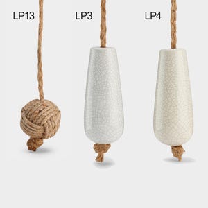 Bathroom Light Pulls | Rope, Ceramic & Aluminium | All supplied with long Jute rope and connector