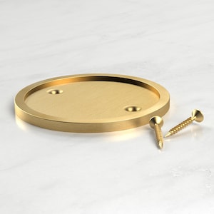 May include: A gold-coloured metal round plate with two screw holes. Two gold-coloured screws are included.