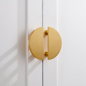 Half Moon Round Gold Door Handles Solid Brass Cabinet Wardrobe Pulls Sold as a Pair. Protective lacquer to prevent tarnishing. image 3