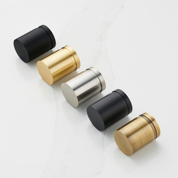 Cylinder Cabinet pulls | Solid Brass Gold, Copper, Silver, Gunmetal Grey, Antique Gold & Black | Cupboard Drawer Knobs