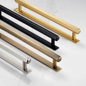 Brass Bar Handles with backplate | Gold, Antique, Black, Silver | Premium Pull Handles cabinet doors, cupboards and kitchen units Hexagonal