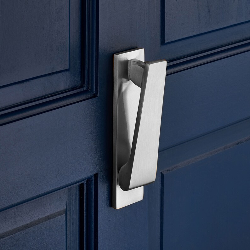 Slim Brushed Silver Door Knocker Etsy