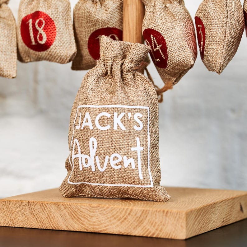 Personalised Christmas Tree Advent Calendar With Hanging Sacks Etsy