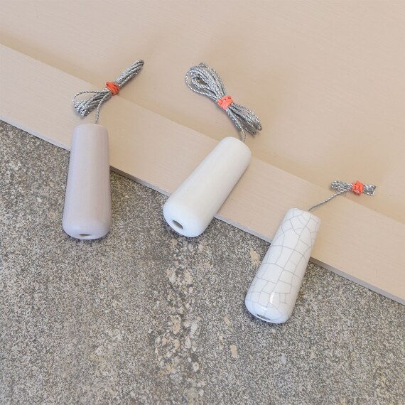 Modern Decorative Ceramic White And Grey Blind Pulls Etsy