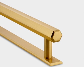 Tiradores de latón dorado para armarios con placa trasera – Tiradores elegantes para cocina y muebles