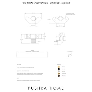 Made to Measure Brass Stair Rods, Knurled End Caps, Custom Cut Carpet Runners image 4