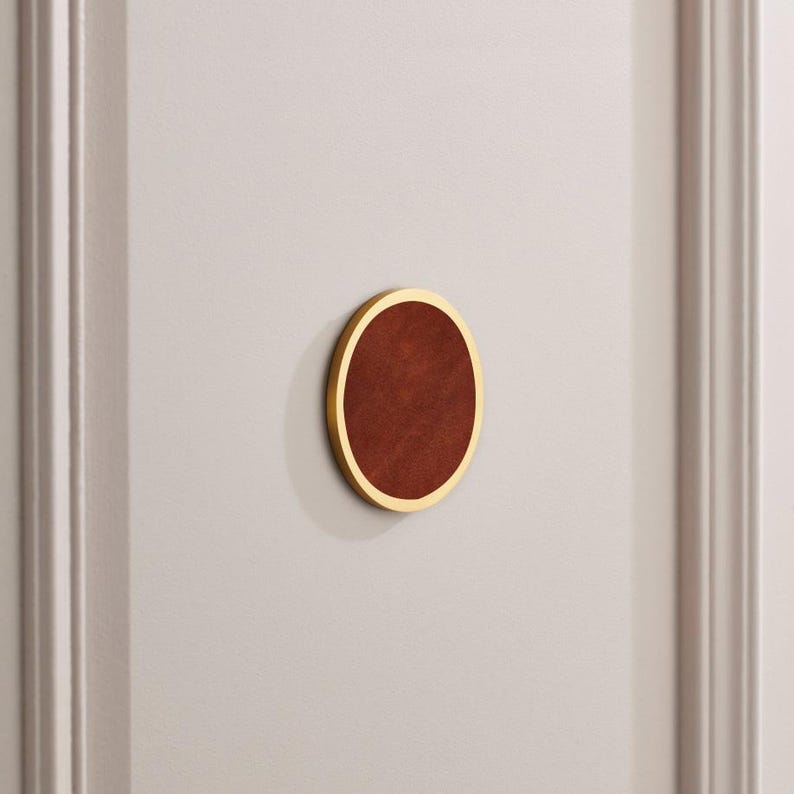 Personalised Brass & Leather Door Sign, Gold Lettering. Brass Door Plaque - Hidden fixings. image 10