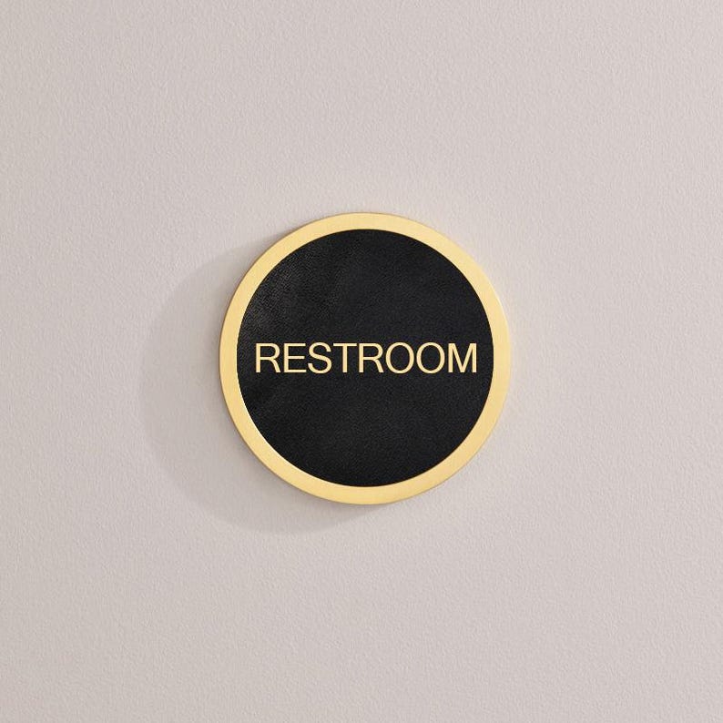 Personalised Brass & Leather Door Sign, Gold Lettering. Brass Door Plaque - Hidden fixings. image 2