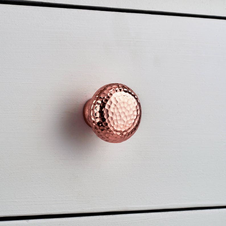 Luxury Vintage Rose Gold Metallic Copper Hammered Cupboard Door Knobs image 1