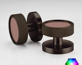 Coppia di pomelli per porta a mortasa in bronzo / Ottone massiccio, colore esagonale personalizzato