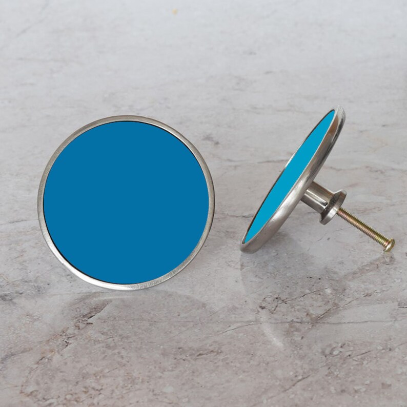 Blue Cupboard Cabinet Door Knobs. Bright colourful design. Suitable for all cabinets up to 25mm thick image 2