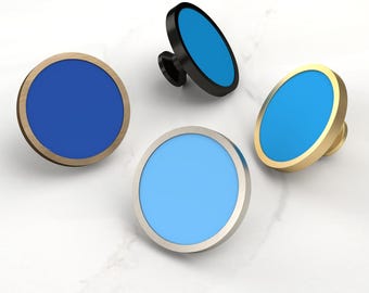 Blue Cabinet Knobs | Acrylic Top, Metal Base