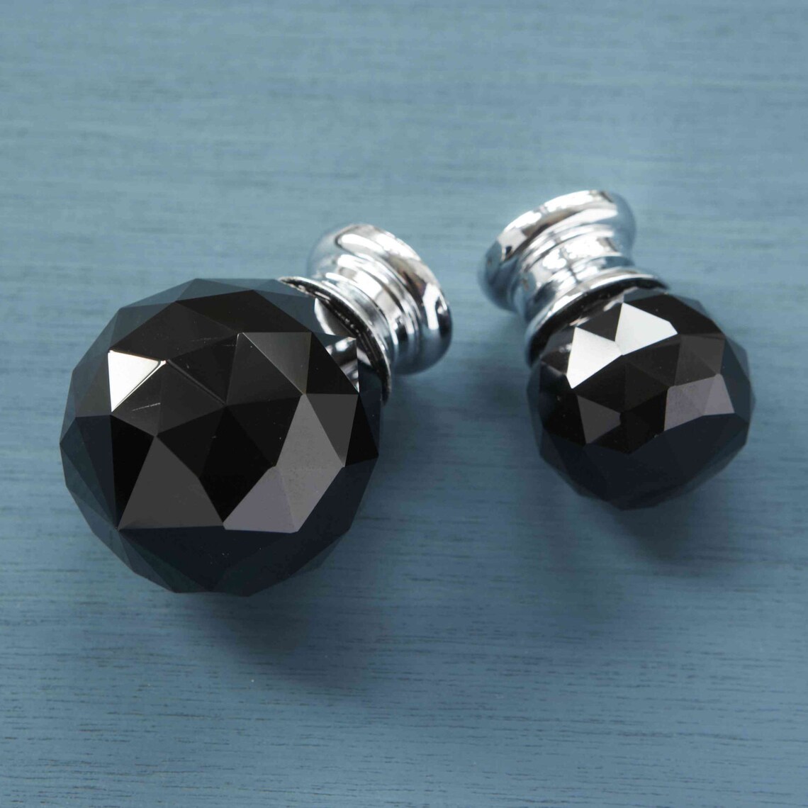 Black Faceted Crystal Glass Cupboard Door Knobs Etsy