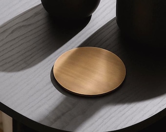 Solid Brass Antique Gold Round Drinks Coaster | For Coffee, Dining & Bedside Tables | Sold Individually