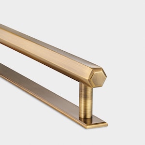 Antique Brass Cabinet Pull Handles, Hexagonal Wardrobe Handles, Aged Brass Handle, Long Bar Handle, Drawer Handles, Home Improvement