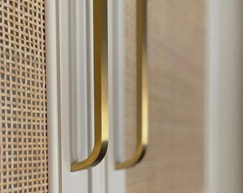 Moderne Messingschrankgriffe, Gold Schubladenknäufe, Massivmessing Küchenschrankgriffe, Luxusschrankbeschläge UK
