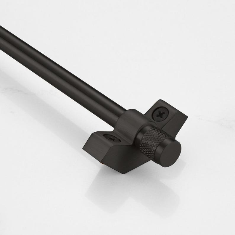 Made to Measure Brass Stair Rods, Knurled End Caps, Custom Cut Carpet Runners Black-1200mm or Less