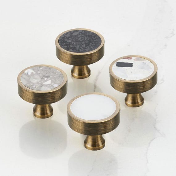 Brass Terrazzo Drawer Knob, Antique Gold Cabinet Hardware - Etsy