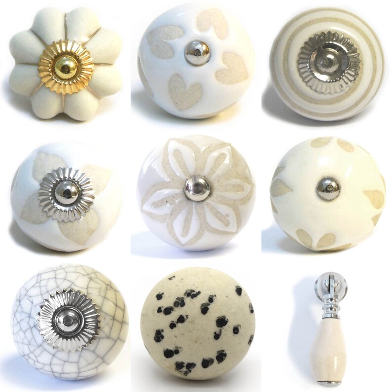 Large Selection of Cream Ceramic Door Knobs Handle Etsy