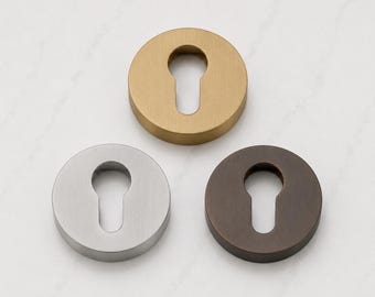 Matte Brass Key Escutcheon Plate Set | Euro Profile Keyhole Cover | 55mm | Modern Door Escutcheon | Interior Door Hardware