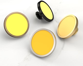 Bouton de meuble en acrylique jaune, Poignée de tiroir moderne, Quincaillerie de meuble