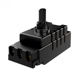 May include: Black electrical dimmer switch with a round knob and three screw terminals.