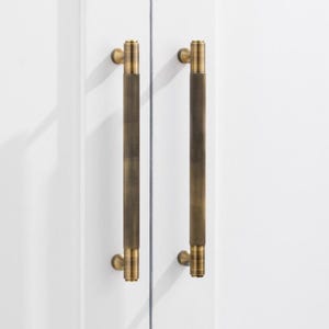 Antique Gold Knurled Brass Cabinet Handles | Luxury Bar Pulls