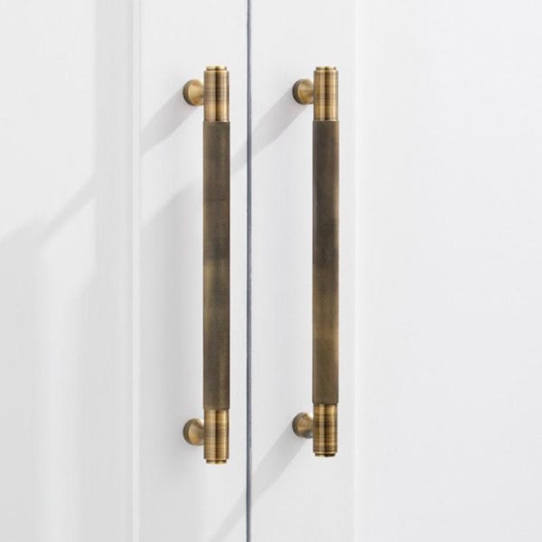 Antique Gold Knurled Brass Cabinet Handles | Luxury Bar Pulls