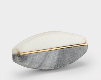 Brass Stone Knobs | Cabinet Furniture Pulls | Oval Cupboard Door Handles grey gold and white.
