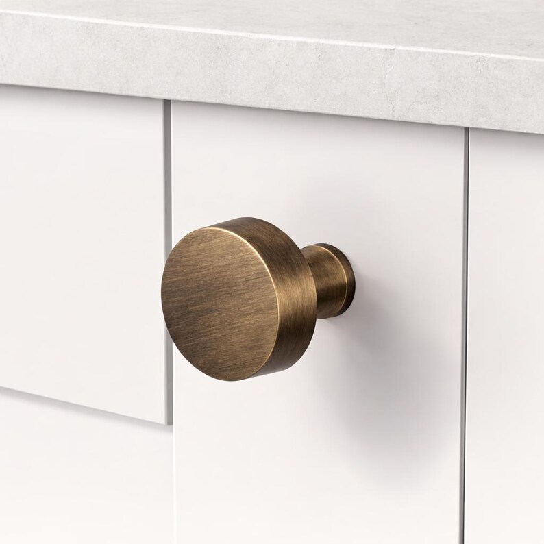 Solid Brass Round Cabinet Knob | Modern Furniture Hardware image 10