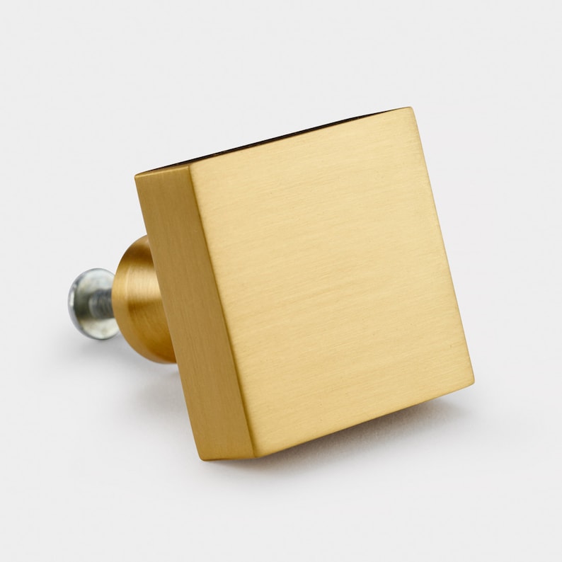 Premium-Schranktürknäufe aus massivem Messing Antik Gold Matt Schwarz Silber Gunmetal Grau Kupfer Schrank Möbel Küche T-Bar P70 - Square Knob