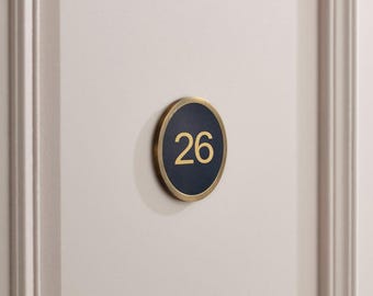 Brass Door Number sign, Room Sign, Room number,  Hotel Door Sign, apartment door numbers, door label, hotel signage, interior door sign
