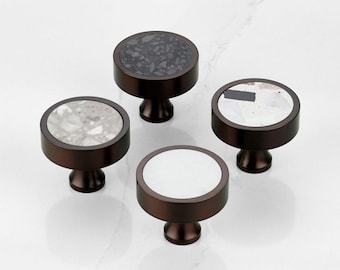 Handmade Brass Bronze Terrazzo Drawer Knob, Cabinet Hardware