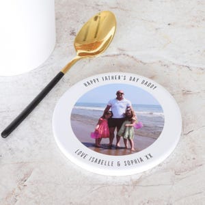 Posavasos personalizado con foto y mensaje. Regalo personalizado para el Día de la Madre, Cumpleaños o el Día del Padre. Hecho en el Reino Unido. Regalo con foto.