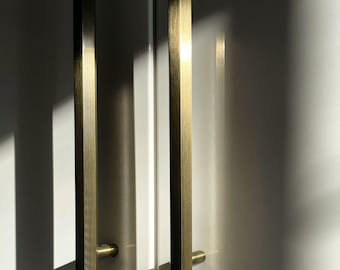 Solid Brass Hexagonal Cabinet Handles | Antique Gold Geometric Drawer Pulls