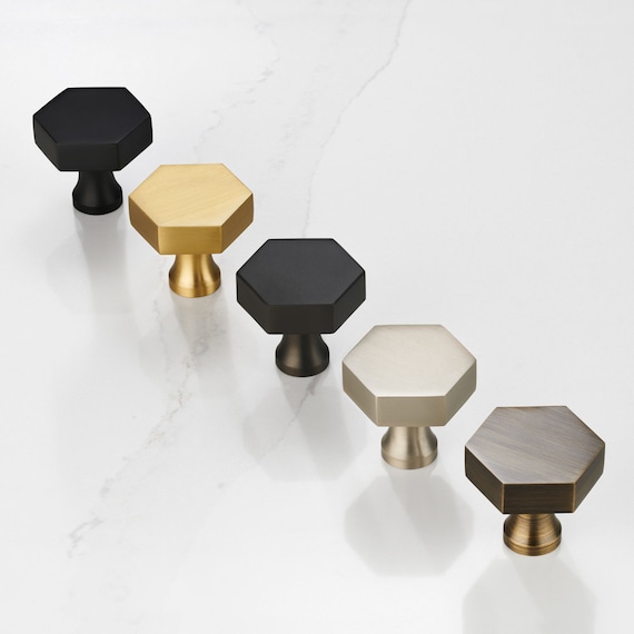 Messing Sechseck Möbelknopf | Moderne Geometrische Hardware