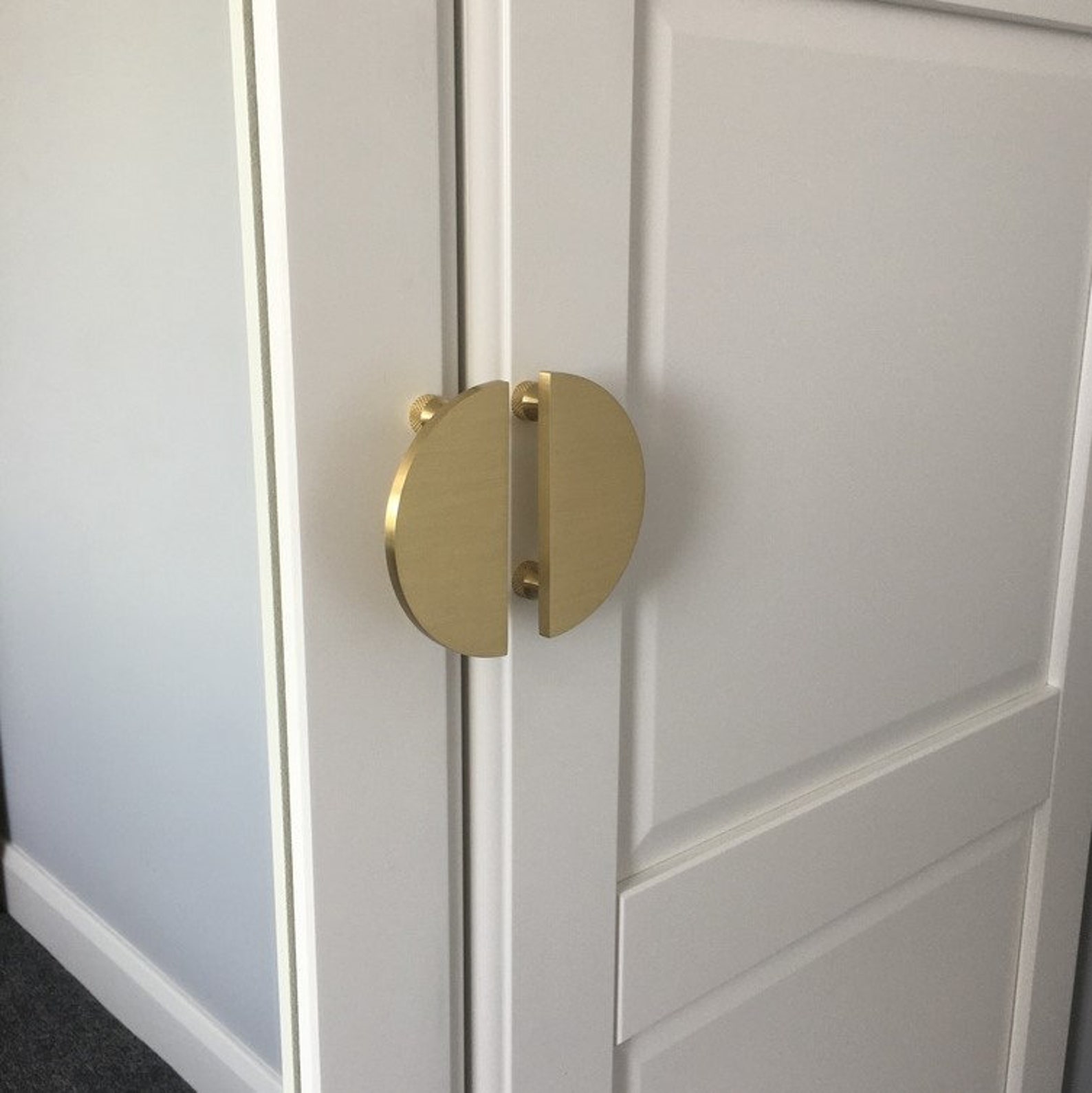 Small Brushed Gold Solid Brass Half Moon Door Wardrobe Etsy
