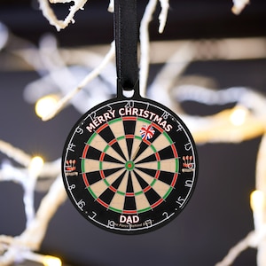 Personalised Dart Board Christmas Decoration, personalized ornament gift, darts bauble, Tree Decs, custom xmas Decoration Gift, gift for him
